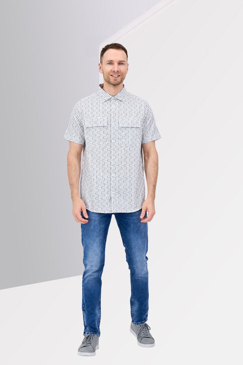 Karl Lagerfeld Men Regular Fit Checkered Short Sleeve Casual Shirt, Multicolor - Image 4